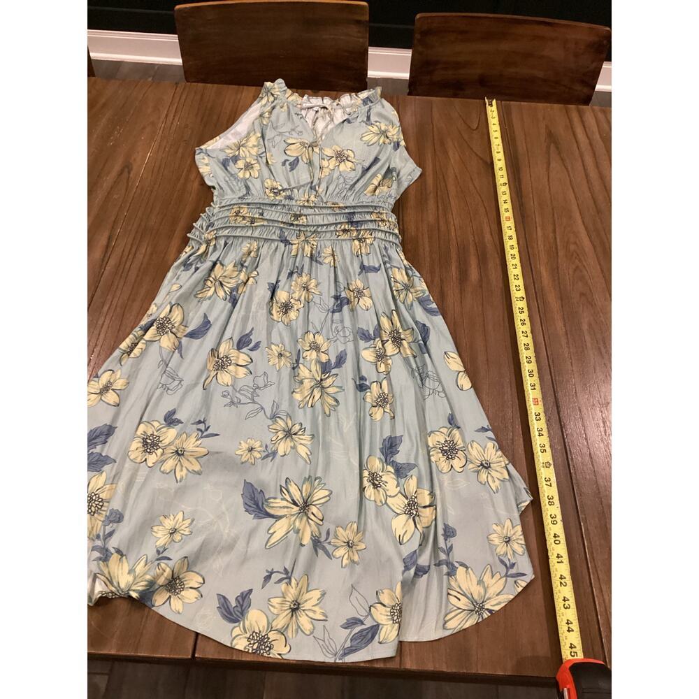 Current Air Sleeveless A Line Floral V Neck Smocked Waist knee length Dress M - Picture 4 of 8